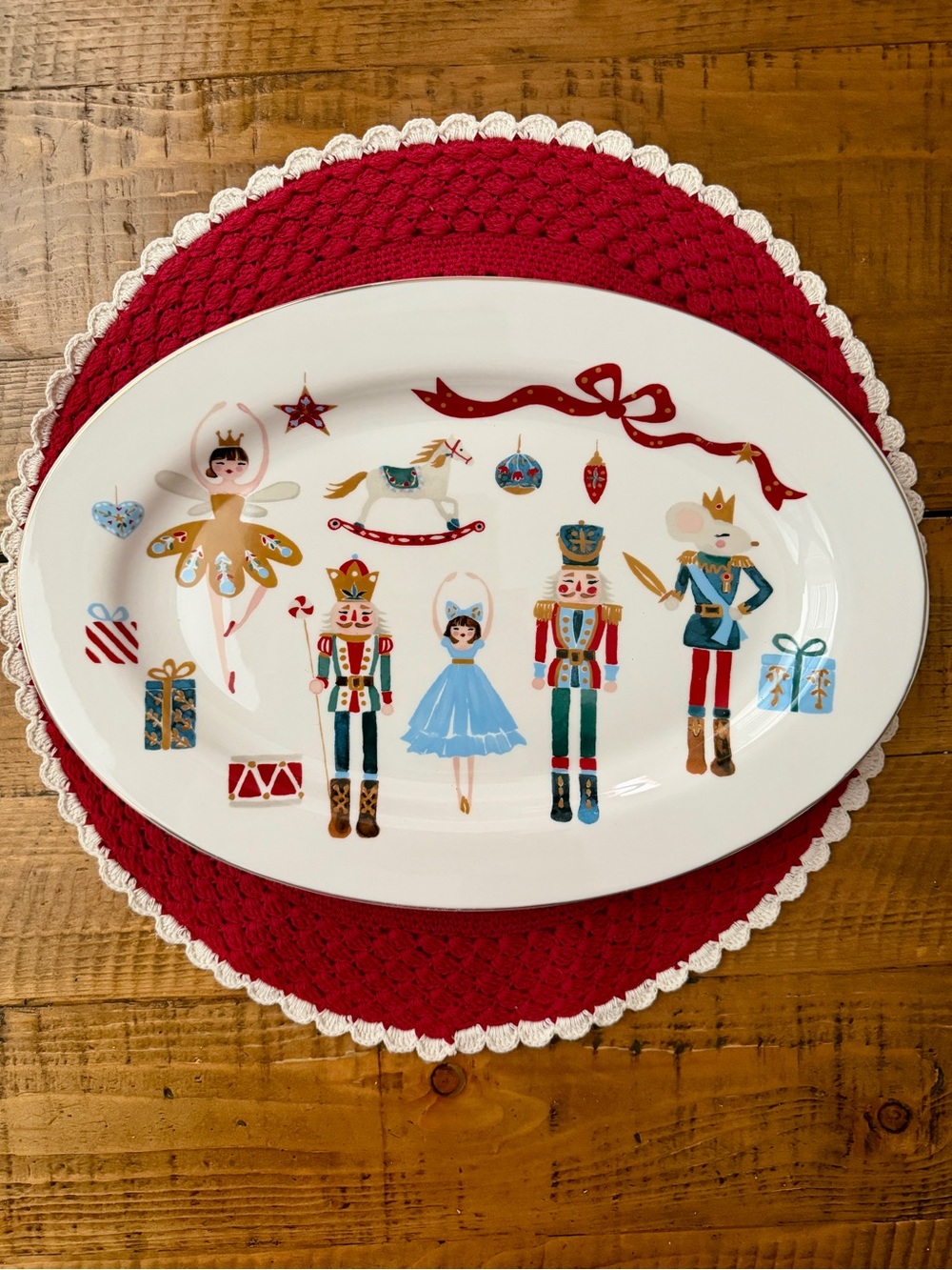 Holiday Nutcracker Porcelain Oval Serving Platter